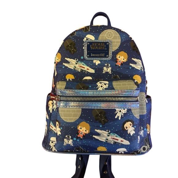 Loungefly Star Wars Mini Backpack Blue Chibi 2021 Disney Parks Exclusive RARE - Picture 2 of 9